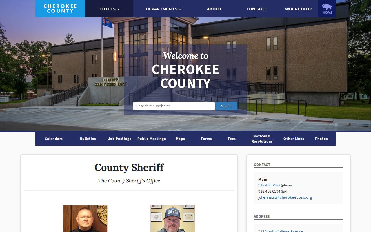 Cherokee County Sheriff release records page stating the sheriff does not operate CCDC